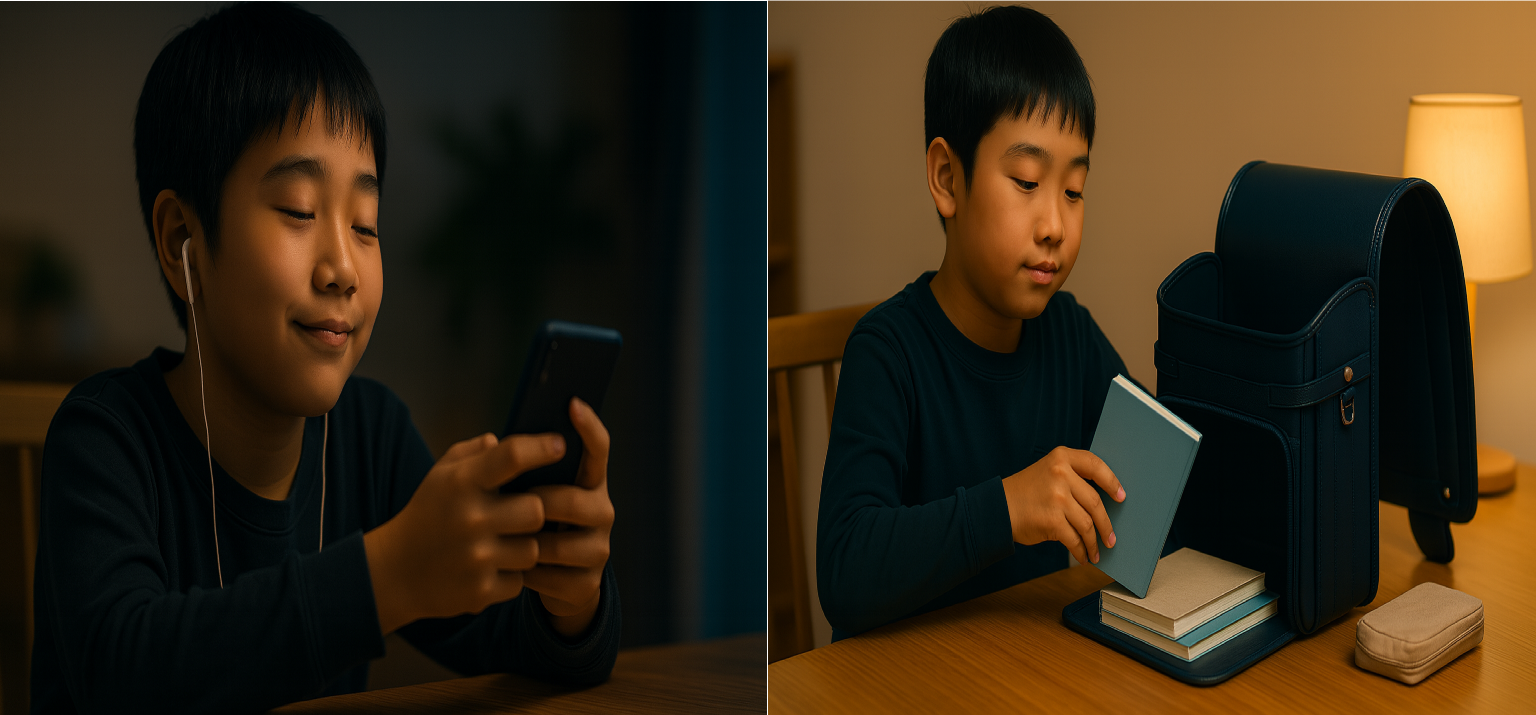 親の一言で準備を進める様子